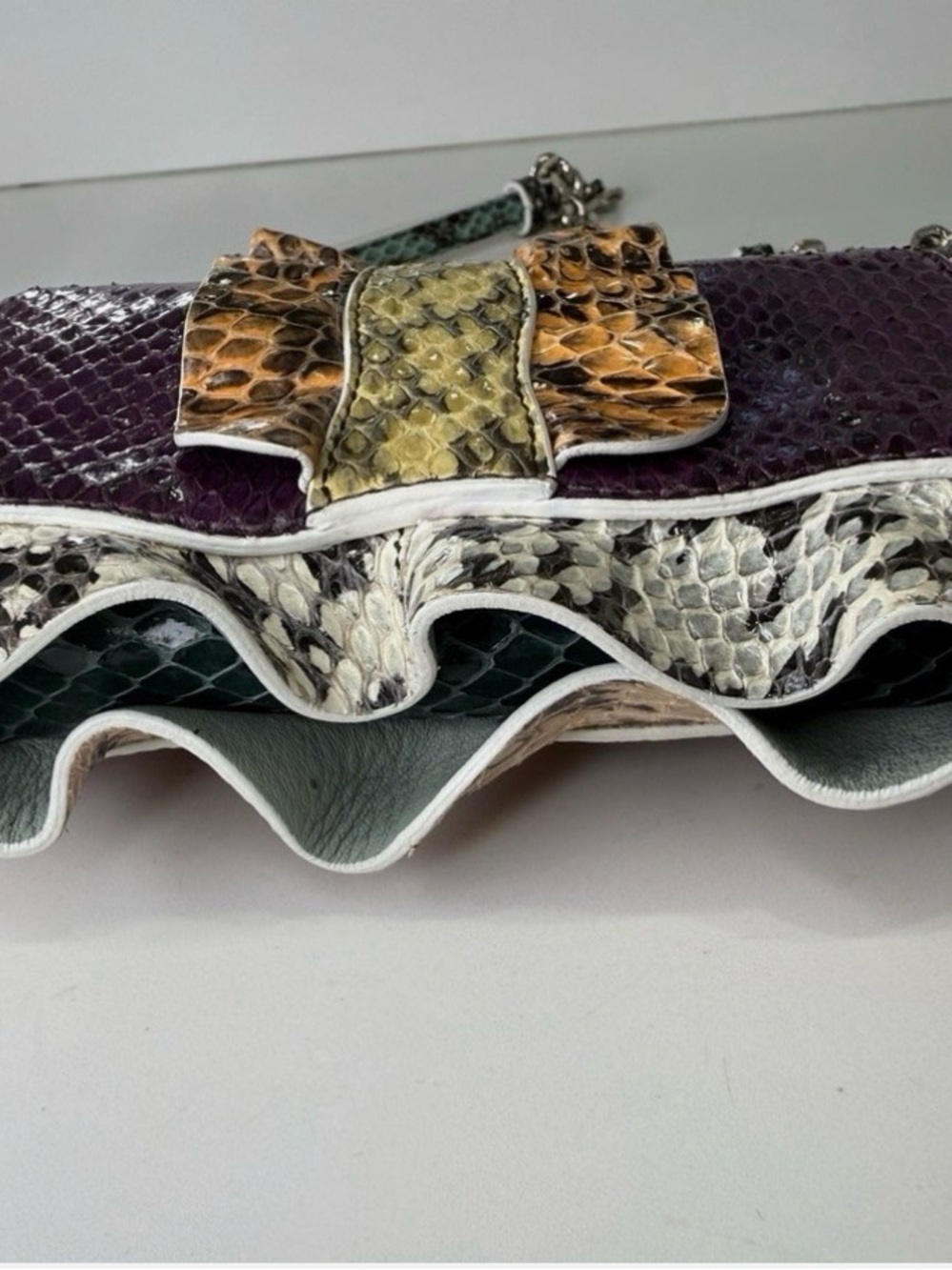 Fendi Microwave Baguette Multicolor Python Crossbody Bag only listing worldwide - Picture 11 of 15